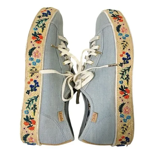 Keds x Rifle Paper Co. Rosalie Embroidered Triple Kick Sneakers in Size US 7 - Picture 12 of 15